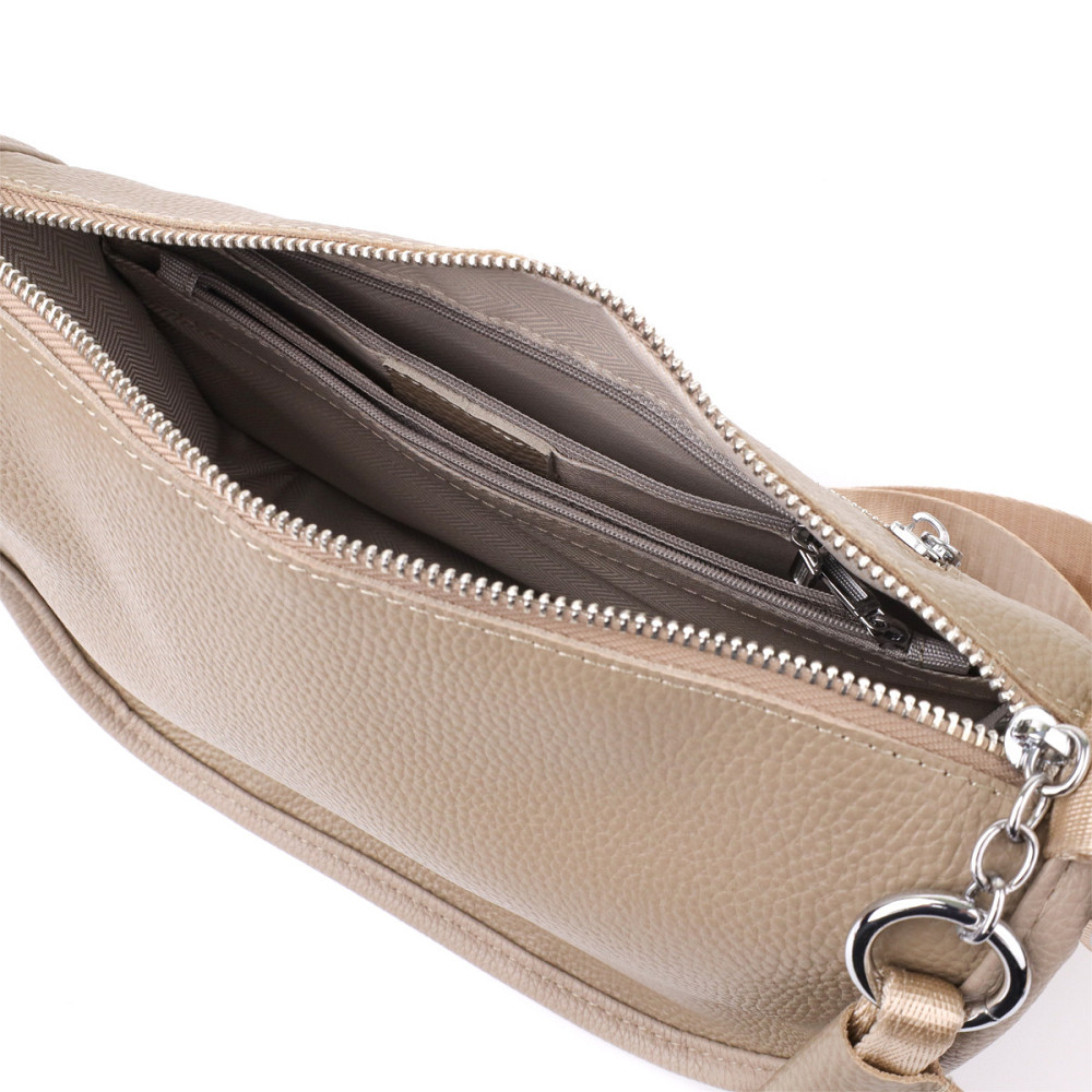 Практична напівкругла сумка для жінок з натуральної шкіри Vintage 22907 Бежевий Київ - фото 6