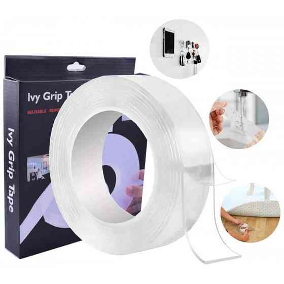 Многоразовая двухсторонняя крепежная лента Ivy Grip Tape 3м для фиксации предметов без гвоздей Київ