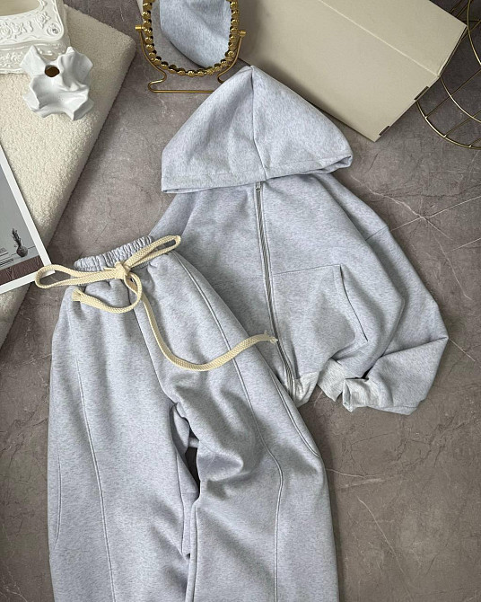 Жіночий утеплений оверсайз костюм двійка трьохнитка на флісі + рібана Одеса - фото 4