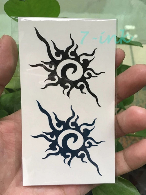 Тату переводка Трайбл Сонце 10 на 6 см чорно-синій Київ - фото 3