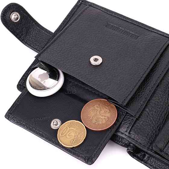Отменный горизонтальный бумажник для мужчин из натуральной кожи ST Leather 22465 Черный Киев