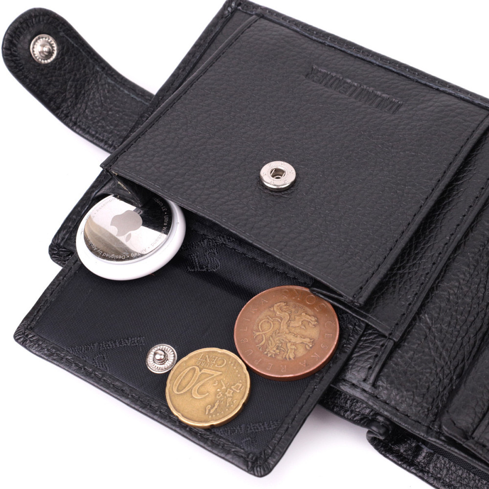 Отменный горизонтальный бумажник для мужчин из натуральной кожи ST Leather 22465 Черный Киев - изображение 2