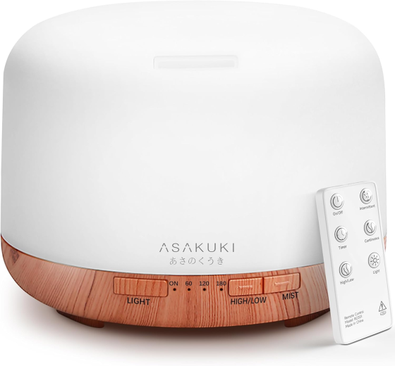 Аромадифузор ASAKUKI 500 мл, ультразвуковий зволожувач повітря, 14 кольорів LED-підсвічування, таймер, автоматичне вимкнення Київ