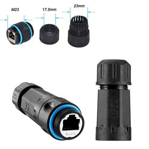 Соединитель RJ45 CAT6 IP68 водонепроницаемый уличный M23 разъем для интернет кабеля 8 pin герметичный корпус PA66 Киев