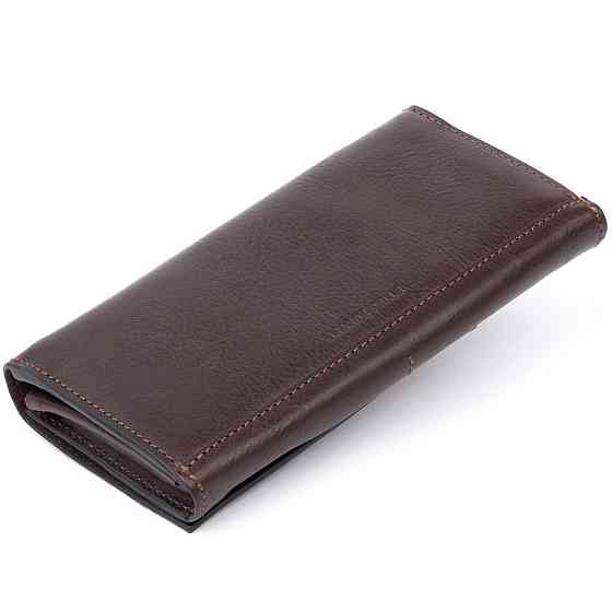 Горизонтальный клатч глянцевый на магните GRANDE PELLE 11317 Шоколадный Киев