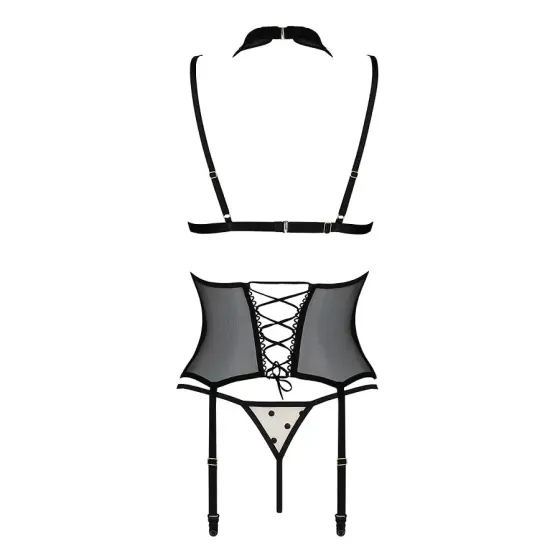 Корсет з відкритими грудьми Passion DOMINICA CORSET XXL/XXXL beige, пажі для панчіх, стрінги Львов