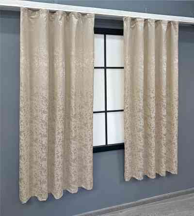Комплект коротких штор VR-Textil Льон мармур Pavliani VO № 1713ш айворі 130х170 см 2 шт (35-0339) Київ