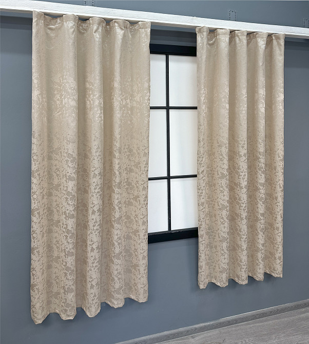 Комплект коротких штор VR-Textil Льон мармур Pavliani VO № 1713ш айворі 130х170 см 2 шт (35-0339) Київ - фото 3