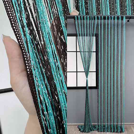 Шторы-нити с люрексом Бирюзовый с венге 300х300см 1 шт (61-101) Киев