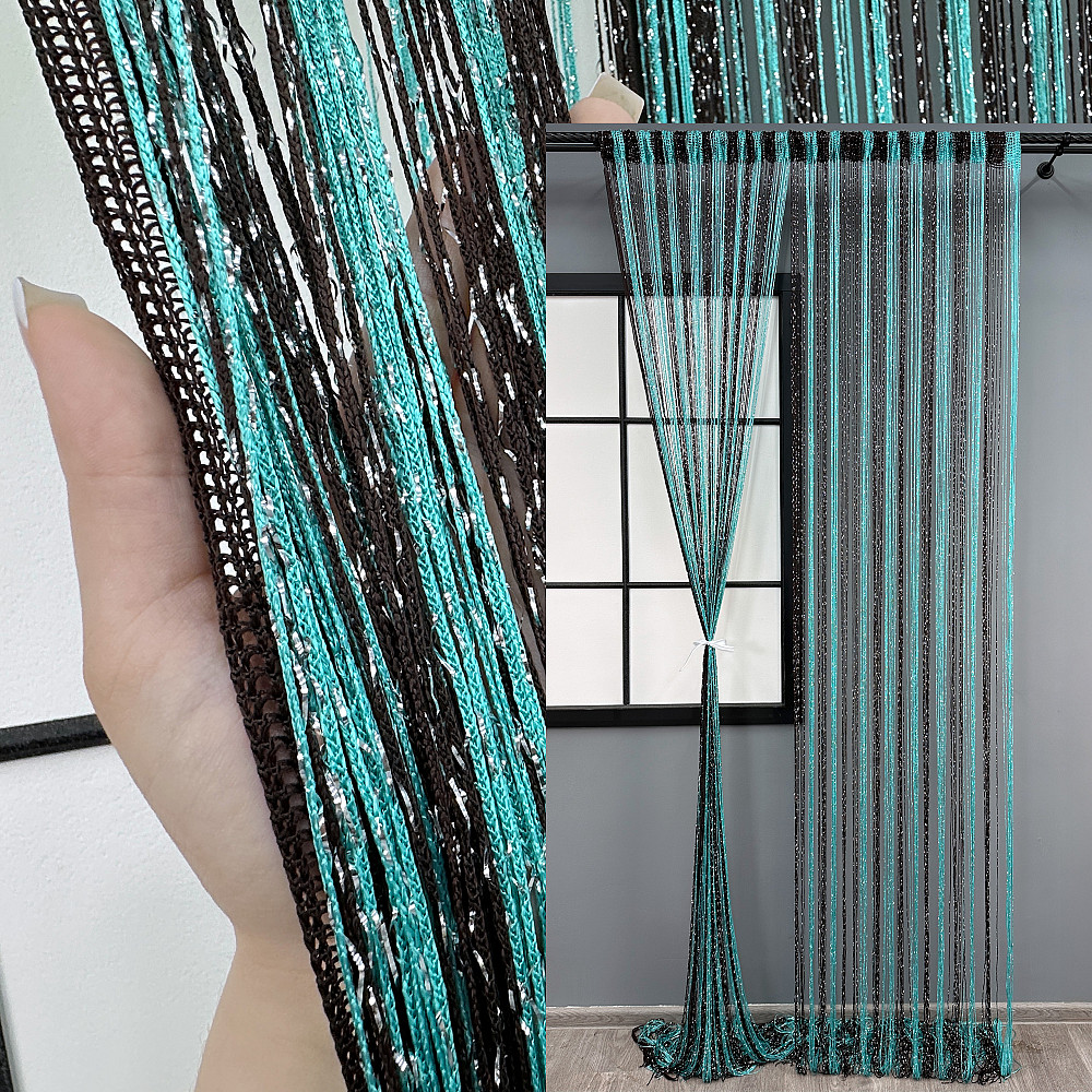 Шторы-нити с люрексом Бирюзовый с венге 300х300см 1 шт (61-101) Киев - изображение 1