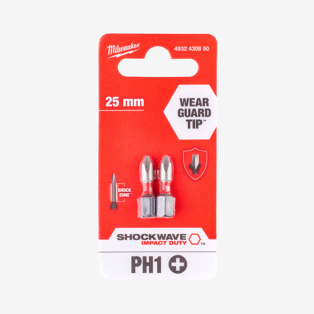 Бита SHOCKWAVE MILWAUKEE, PH1, 25мм, (2шт) Одесса - изображение 2