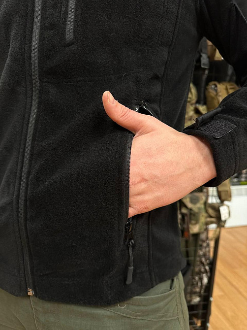 Чоловіча флісова кофта Safari Tactical на блискавці із Softshell вставками (Чорний) 3XL Київ - фото 4
