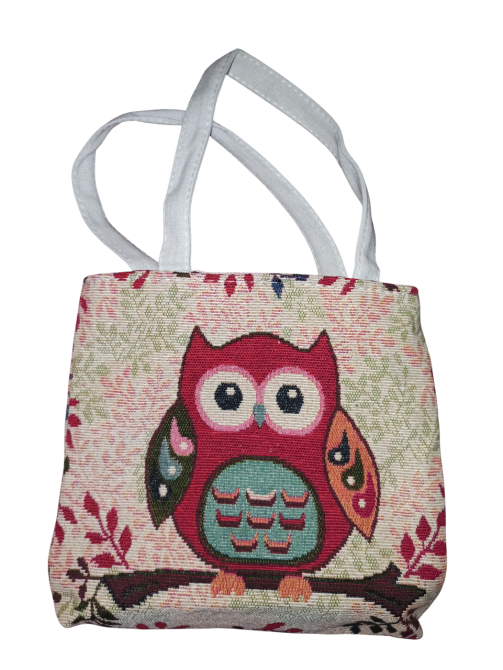 Маленькая сумка из ткани Совушка 22 см бежевый Киев - изображение 3