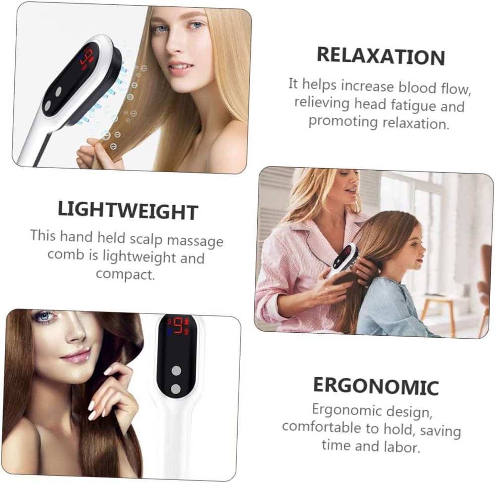 Електрична масажна гребінець DOITOOL для росту волосся, з вібрацією та масажем шкіри голови, біла Київ - фото 5