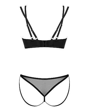 Комплект білизни із вставками із сіточки, Nesari 2-pcs set, чорний, XS/S Sex Aura Київ
