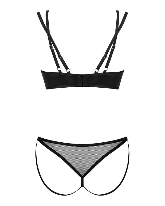 Комплект білизни із вставками із сіточки, Nesari 2-pcs set, чорний, XS/S Sex Aura Київ - фото 4
