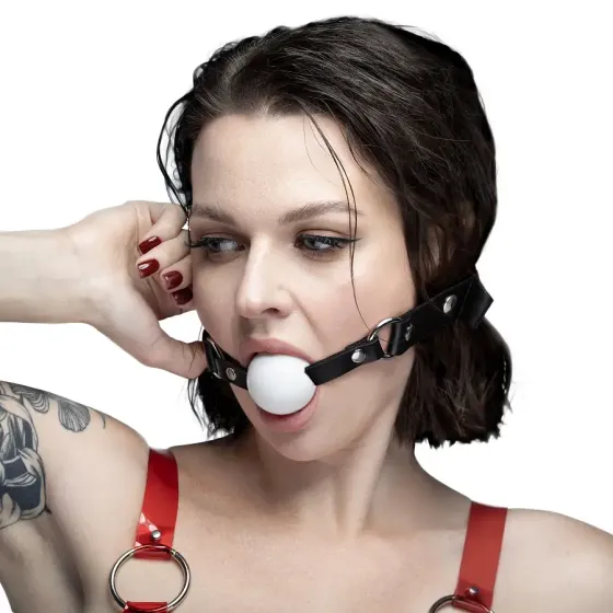 Кляп силіконовий Feral Feelings Silicon Ball Gag Black/White, чорний ремінець, біла кулька Львов