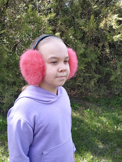 Наушники меховые детские из кролика Кораловый Харьков - изображение 4