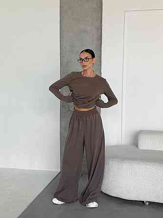 Женский теплый базовый костюм двойка из турецкого микрофлиса Мокко Одесса