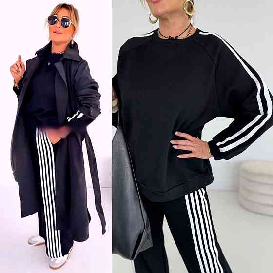 Женский теплый костюм двойка батал с лампасами пума плюш Черный, 60/62 Одесса