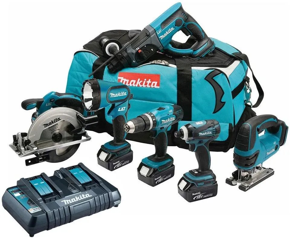 Makita DLX6068PT akumulatorowy zestaw Combo 18V 3x5,0Ah Li-Ion (DHP453+DTD152+DHR202+DJV180+DSS611+DML802) w torbie Київ - фото 1