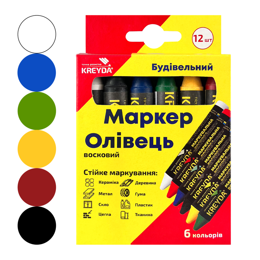 Крейда воскова для розмітки Різнобарвна, 6 кольорів Павлоград - фото 1