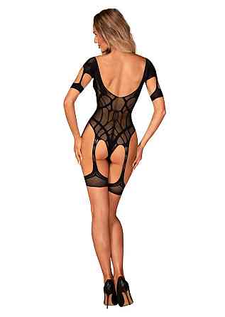 (SALE) Нейлоновий бодістокінг з імітацією гартер Obsessive Bodystocking G334 S/M/L, black, з доступом Sex Aura Київ