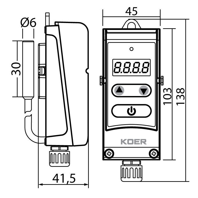 Термостат електричний накладний KOER KR.1355E (з виносною гільзою) (+5…+90*C) (KP2779) Київ - фото 2