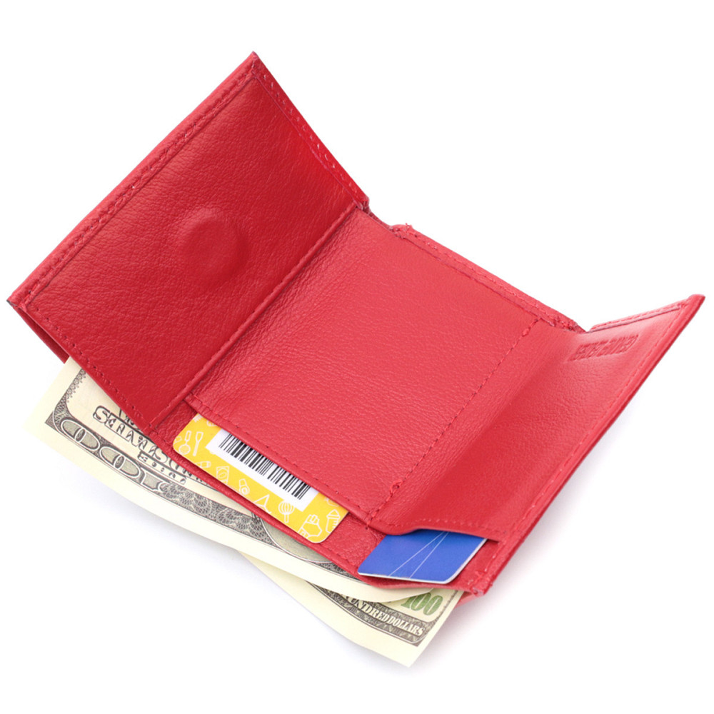 Маленький удобный кошелек с монетницей из натуральной кожи ST Leather 22741 Красный Киев - изображение 7