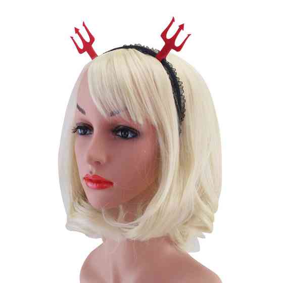 Обруч на Хэллоуин с рожками one size черно-красный Киев