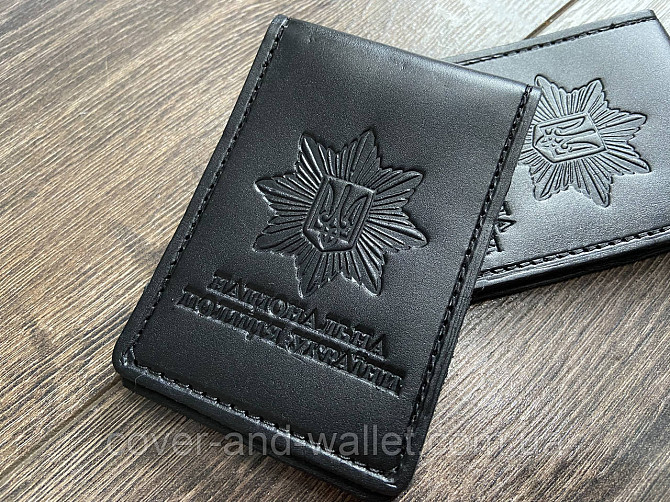 Кожаная обложка НПУ (национальная полициия) под жетон на два отделения PS Leather Киев - изображение 7