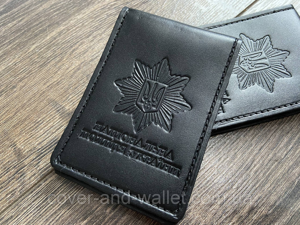 Шкіряна обкладинка НПУ (національна поліція) під жетон на два відділення PS Leather Київ - фото 7