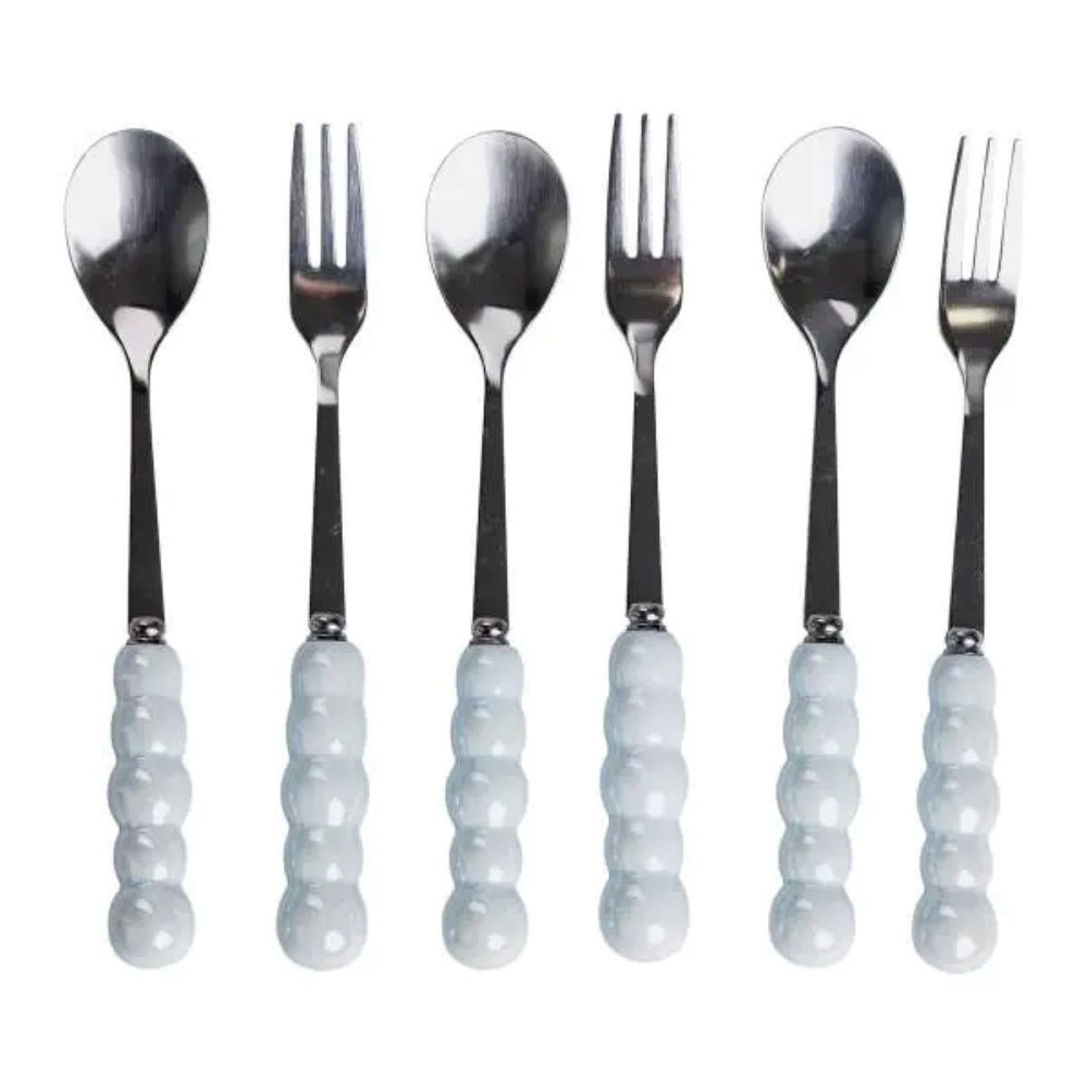 Yiwu Набір десертних виделок і ложок на 3 персони з підставкою з порцелянау 7 предметів Блакитн Киев - изображение 2