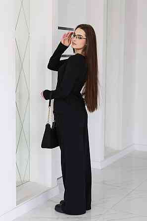 Жіночий костюм з асиметричним лонгслівом "Travel" | Батал Чорний, 54-56 Київ