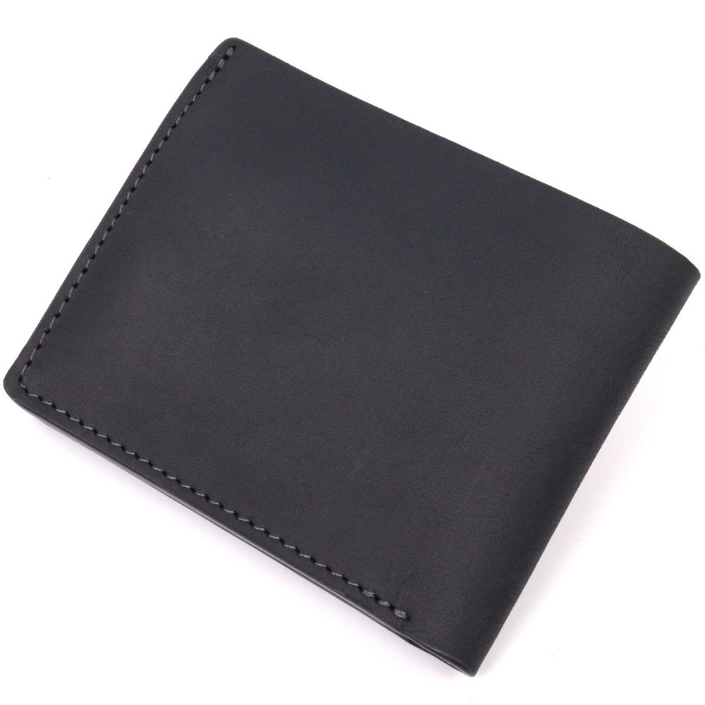 Матовое кожаное портмоне в два сложения Сердце GRANDE PELLE 16733 Черный Киев - изображение 9