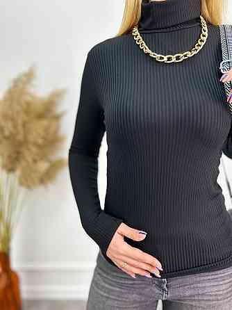 Жіночий гольф в рубчик "Made" оптом | Батал 54-56, Чорний Київ