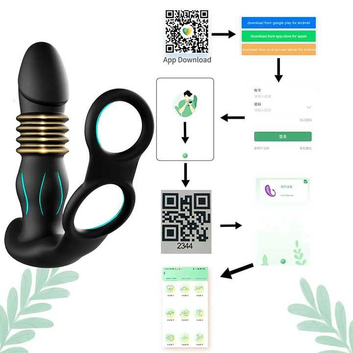 Смарт анальний вібратор, масажер простати з ерекційними кільцями на пініс і поступальними рухами Вінниця - фото 19