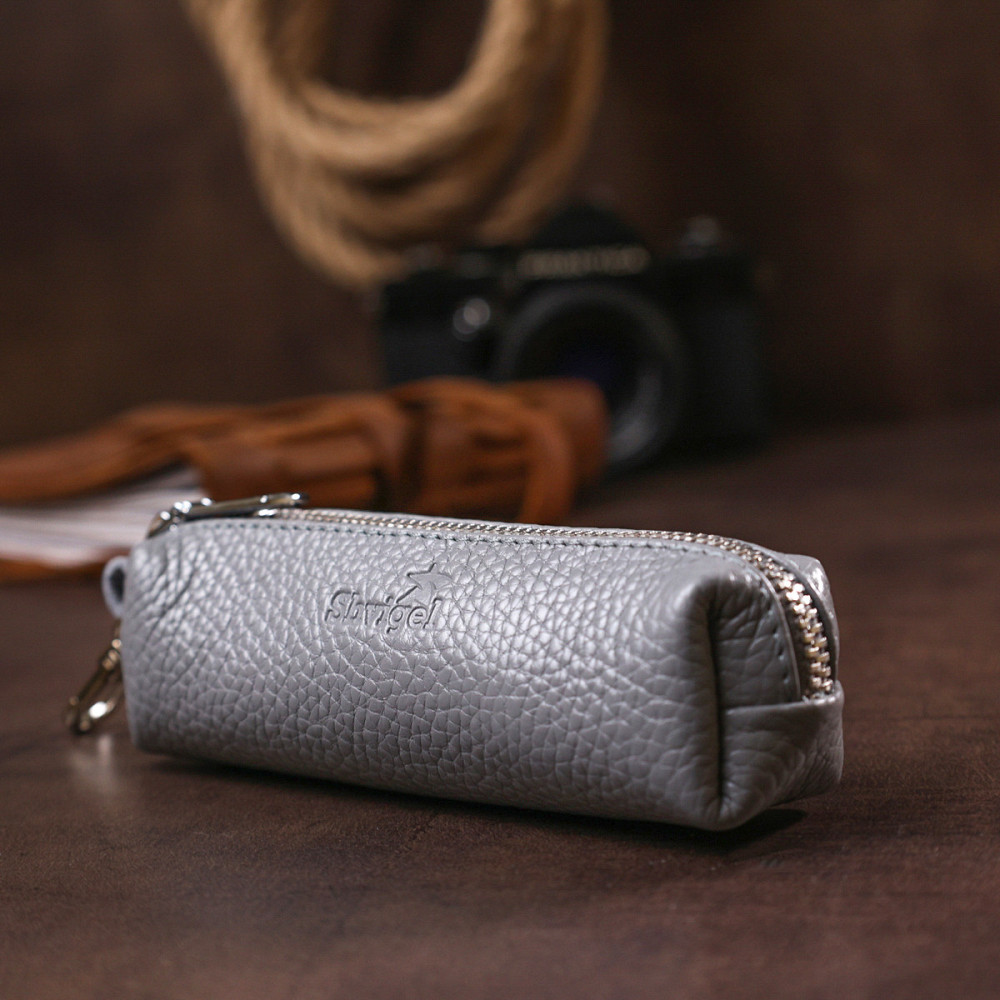 Модна шкіряна ключниця Shvigel 16543 Сірий Київ - фото 3