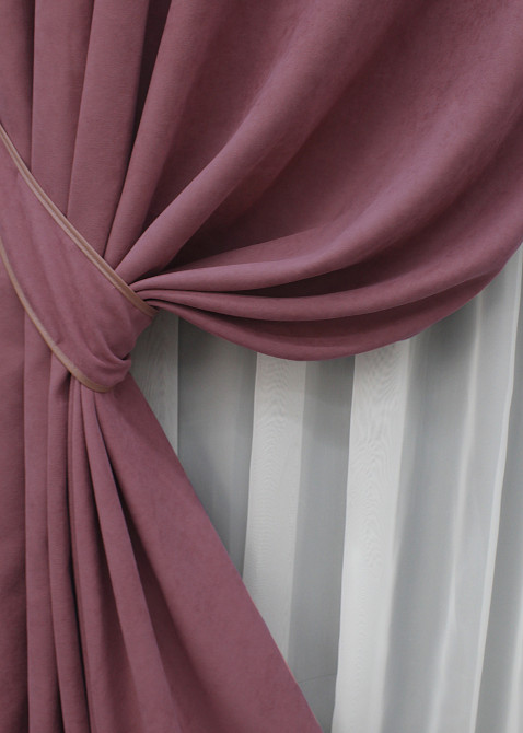 Комплект готових штор VR-Textil Мікровелюр Petek № 1490ш Пурпурний 100х270 см 2 шт (31-0034) Київ - фото 5