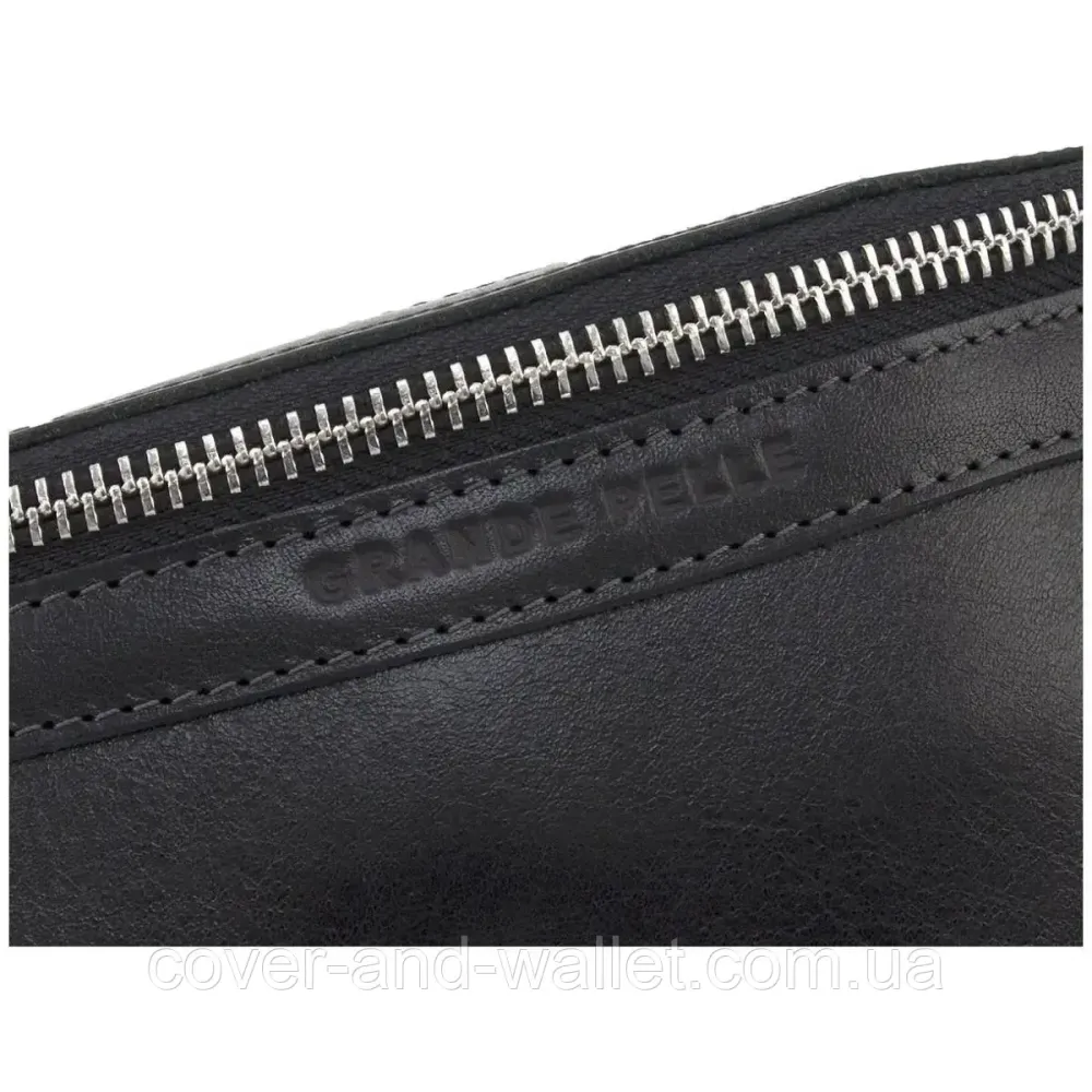 Модная женская сумка бананка из натуральной кожи черного цвета Grande Pelle 743610 Киев - изображение 6