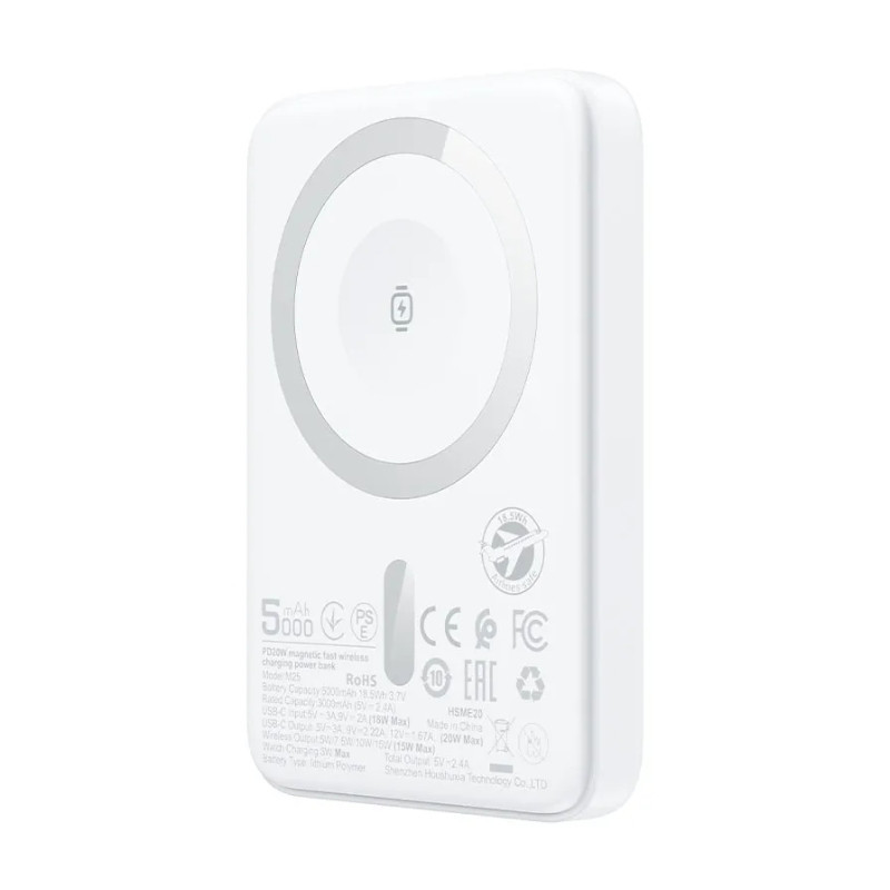Зовнішній акумулятор ACEFAST M25-5000 PD20W magnetic fast wireless charging power bank White Киев - изображение 1