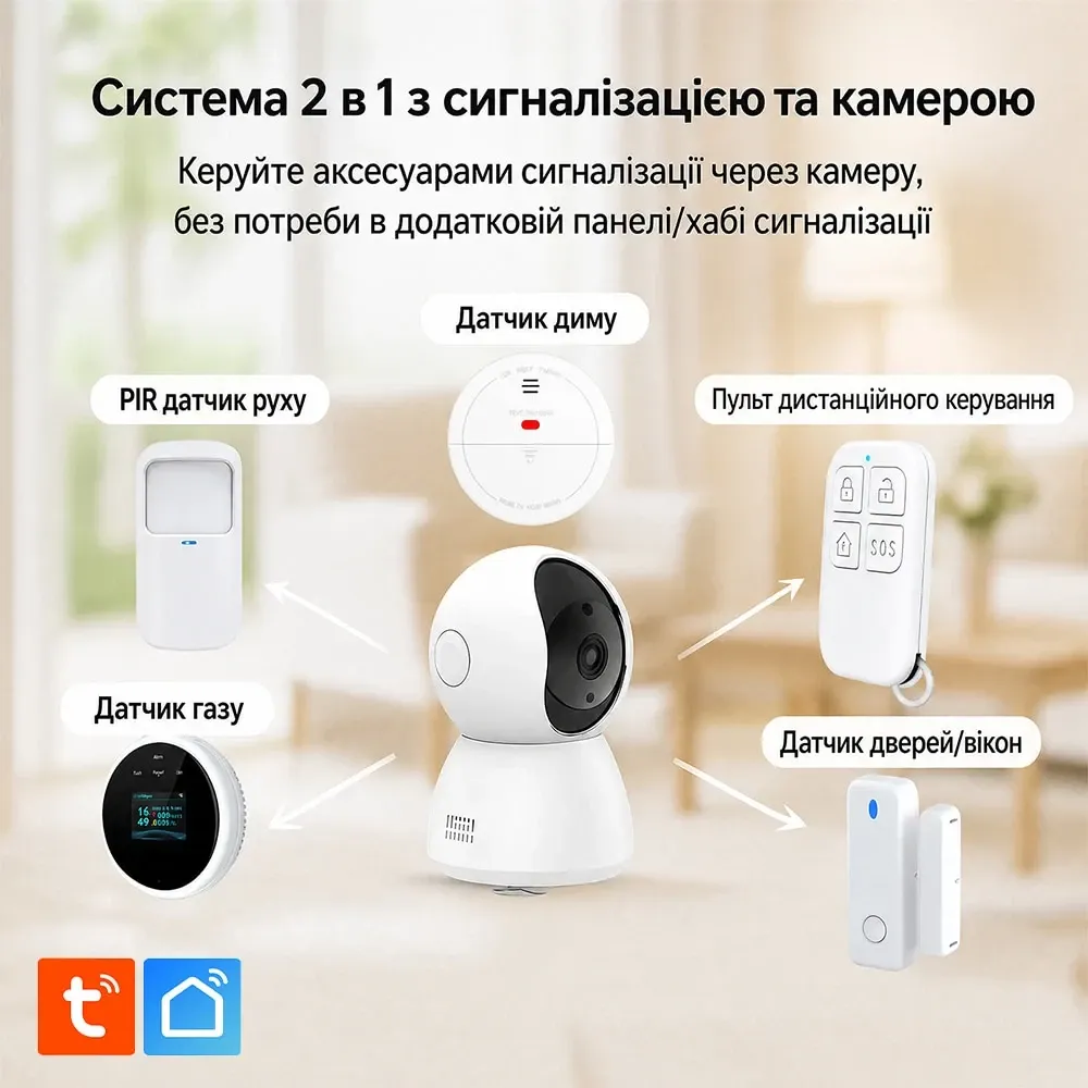 Комплект бездротової сигналізації з камерою Trinix TRX-CamKit(WiFi) з WiFi Tuya (27-00078) Киев - изображение 7