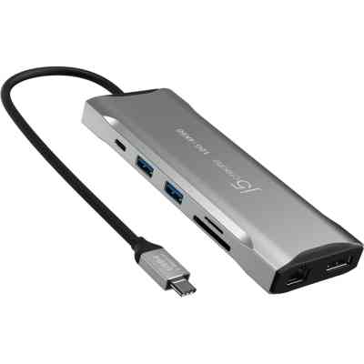 Концентратор J5create USB-C 9-in-1 2xUSB 3.2 + 2xUSB-C PD + 2xHDMI 4K + DisplayPort + SD/TF + RJ45 1000Mbps gray (JCD397-N) Винница