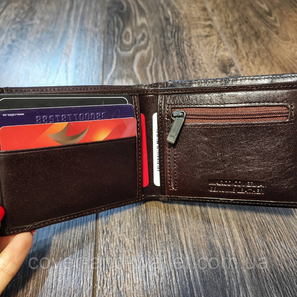 Тонкий маленький чоловічий гаманець із натуральної шкіри Marco Coverna Київ - фото 5