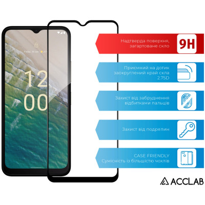Стекло защитное ACCLAB Full Glue Nokia C32 Black (1283126582219) Винница - изображение 3