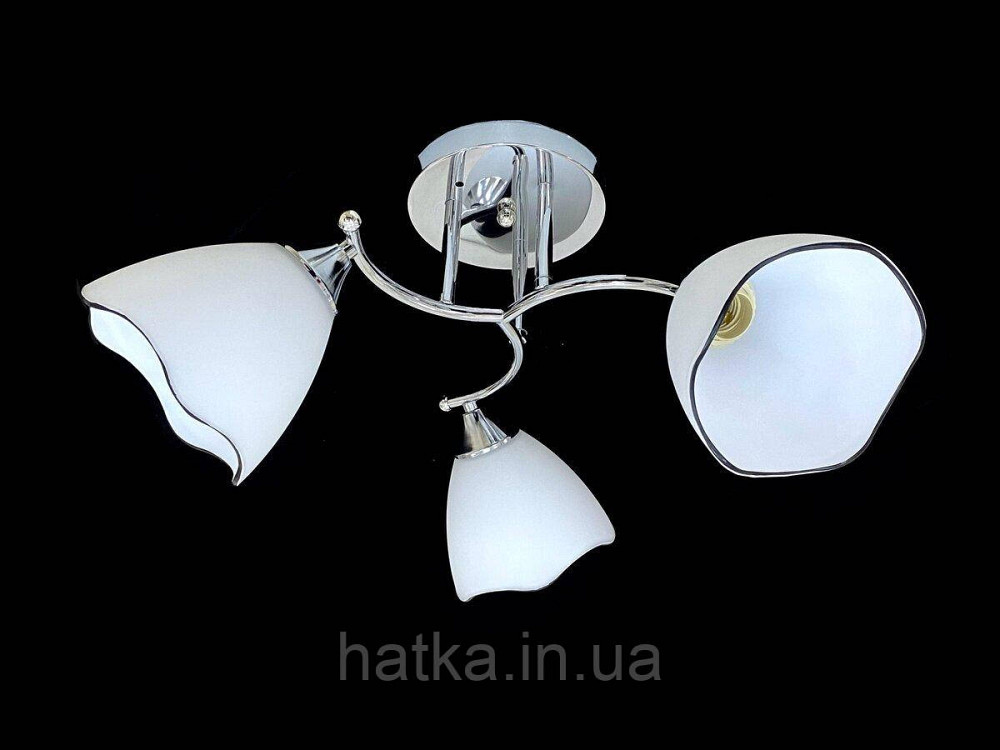 Люстра стельова на 3 прозорі плафони 9823E/3 Хром Київ - фото 1
