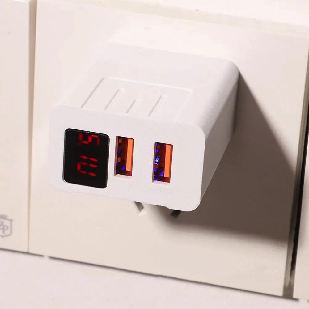 Зарядний пристрій з 2 USB та LED дисплеєм CX QC03 / Перехідник для заряджання телефон / Адаптер Київ - фото 7