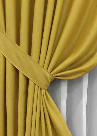 Комплект готових штор VR-Textil Шеніл однотонний № 1897ш Гірчичний 150х270 см 2 шт (33-0939) Київ