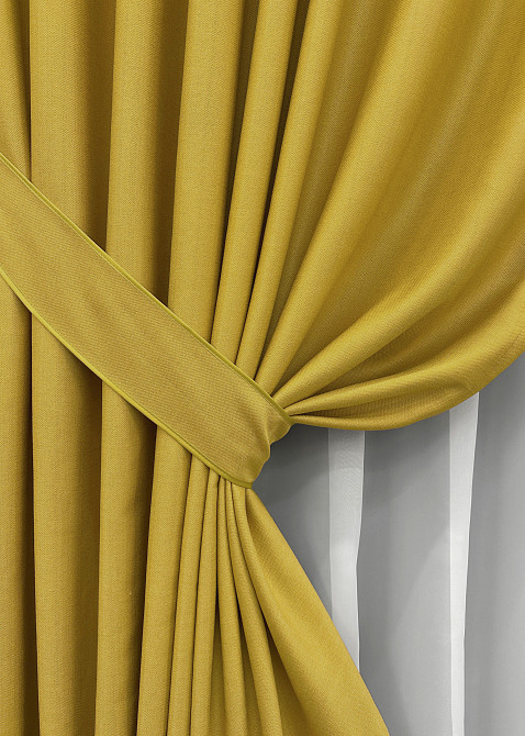 Комплект готових штор VR-Textil Шеніл однотонний № 1897ш Гірчичний 150х270 см 2 шт (33-0939) Київ - фото 5