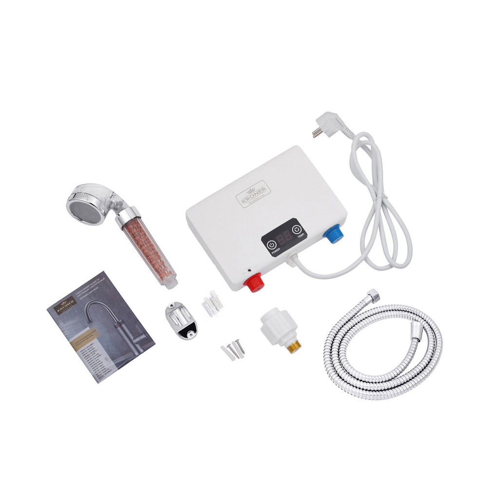 Проточний водонагрівач для душу Kroner KRM Volt - CW200WMDS з дисплеєм Київ - фото 5